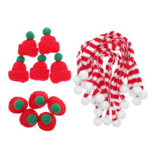 40St Mini Kerstmuts En Sjaal Set, Zachte Breisels Voor Feestdecoratie