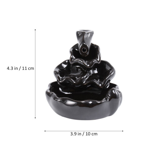 2Pcs Ceramic Backflow Incense Burner Tower Holder Black 1