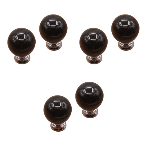 6 Pcs Black Round Ceramic Cabinet Knobs Single Hole Pull 2