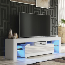 Aria 160cm TV Unit LED  - White Gloss Doors
