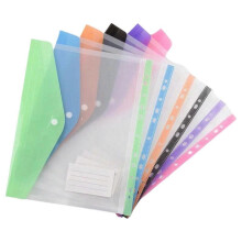 (6 horizontal style m) 12 Pcs A4 Document Bag with 11 Hole File Organiser File Folder File Bag Document Folder Clear Paper Storage Bag Multicolor