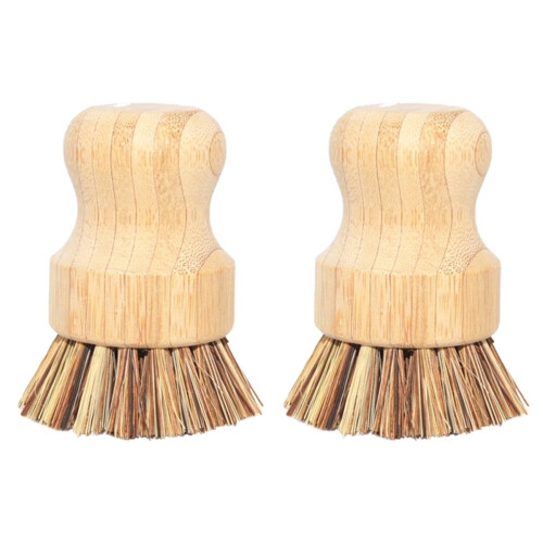 2Pcs Short Handle Whisk Brush For Oilproof Iron Pot 1