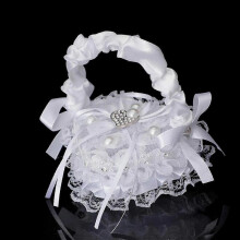 (G) New Wedding Ring Pillow-heart Shaped Gift Ring Box Pillow Cushion Romantic Rose Cushion Ring Box