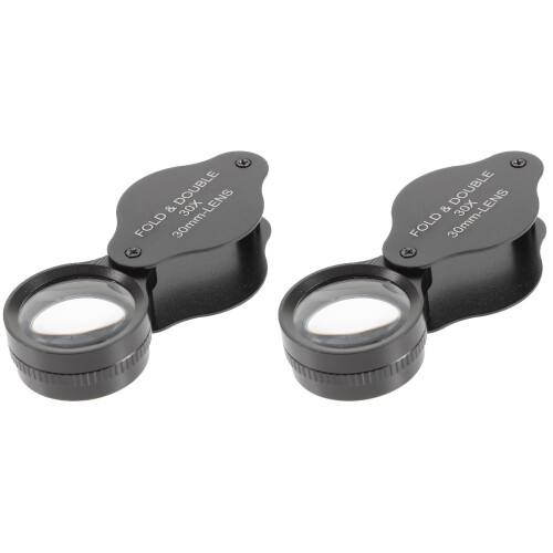 2Pcs Folding 30X Magnifying Glass With Rotating Protective Case 1