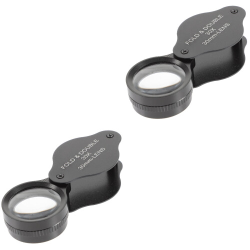 2Pcs Folding 30X Magnifying Glass With Rotating Protective Case 2