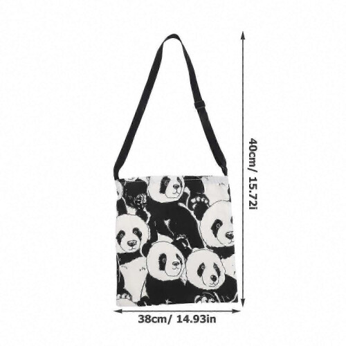 Large Capacity Panda Canvas Storage Bag Black Grocery Tote 2