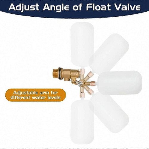 2 Pack 1/2 Inch Brass Water Float Valve with Adjustable Arm, Automatic Water Level Control 2