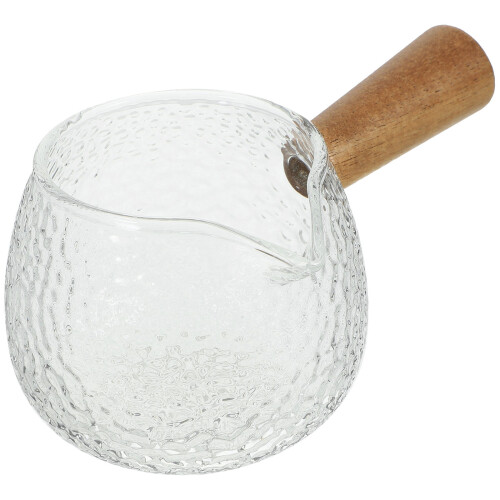 3Pcs Wooden Handle Glass Creamer Pitcher Drinking Cup 1