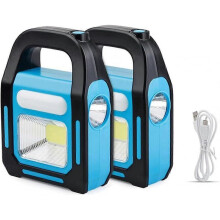 Set of 2 3-in-1 rechargeable LED COB solar lights with USB port