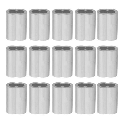 100 Pcs Aluminum Crimping Loop Sleeve Double Barrel For 3/16 Wire Rope