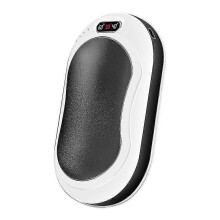 (Black) 3 In 1 Electric Hand Warmer Power Bank Rechargeable Pocket Heater Led Flashlight