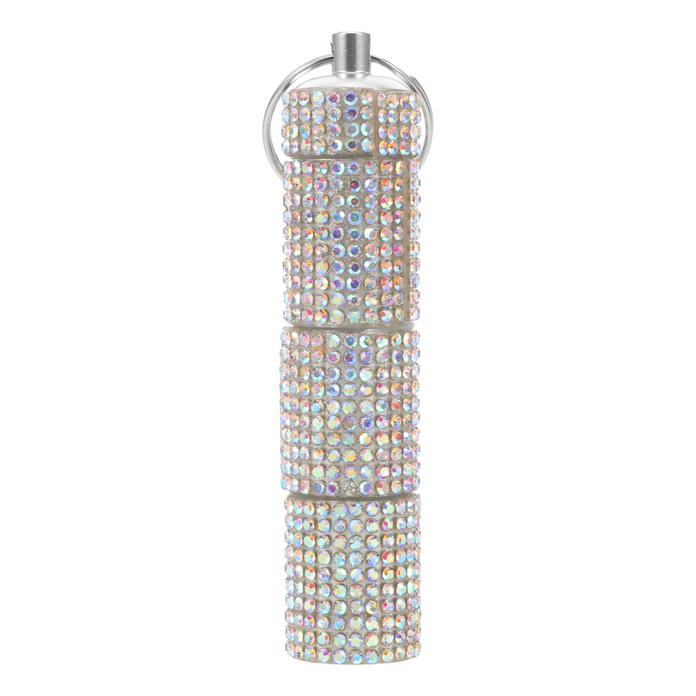 Ohphcall 3Pcs Rhinestone Pill Keychain Holder With 3 Compartments Travel Case