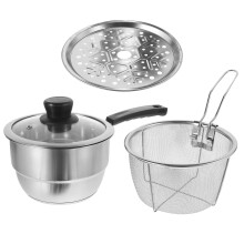One Set Stainless Steel Food Steamer Pot With Fry Basket