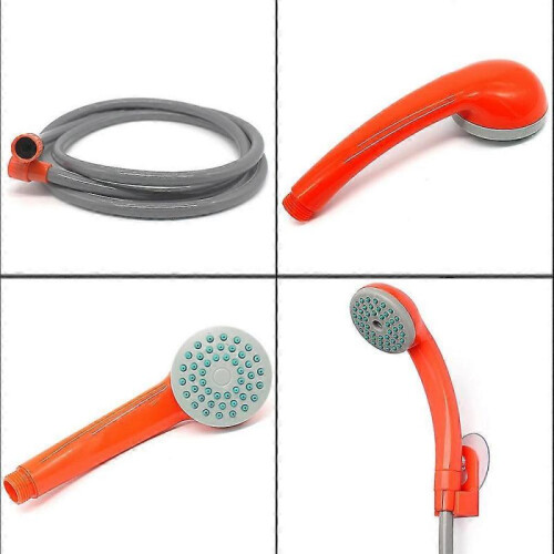 (Orange) Portable Camping Shower Shower Head With Water Pump, Usb Cable 2