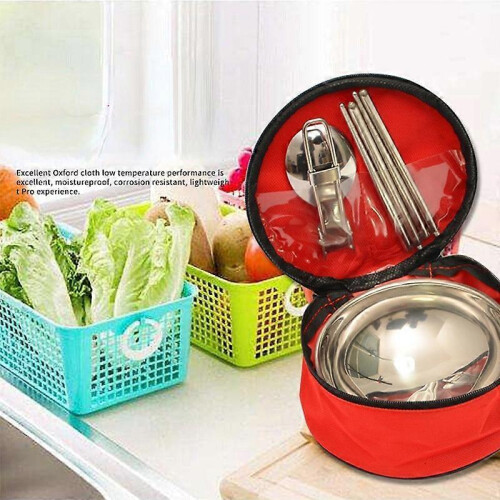 Stainless steel tableware set folding insulated bowl 1