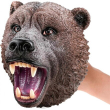 Grizzly Bear Safari Animal Hand Puppet for Kids Scary Toys for Halloween Soft Rubber and Realistic Action Figure Role Play Toys for Kids