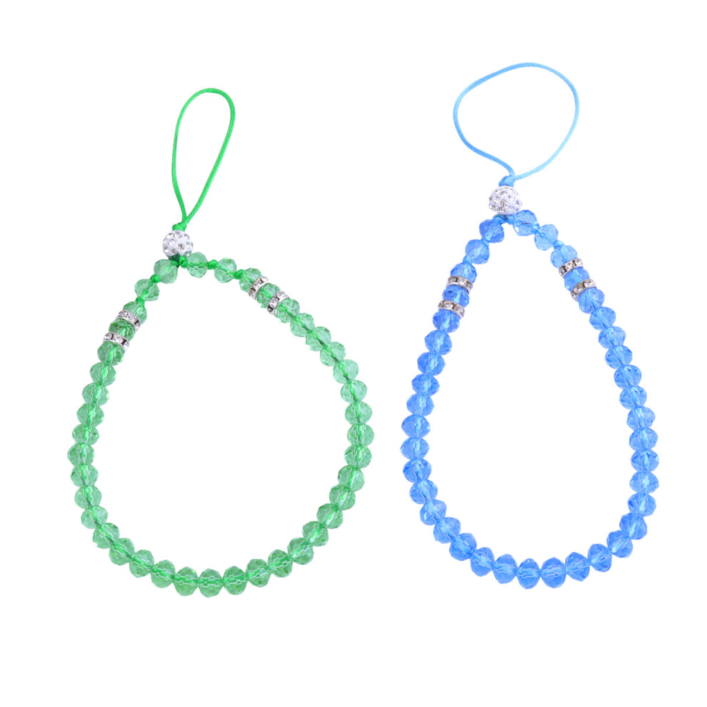 2Pcs Crystal Beads Phone Lanyard Wrist Strap For Camera Purse Keychain 3352117779902