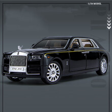 Zwarte 1/24 Rolls Royce Phantom Diecast Speelgoedauto's Model Gesimuleerde Pull Back Limousine Zinkl