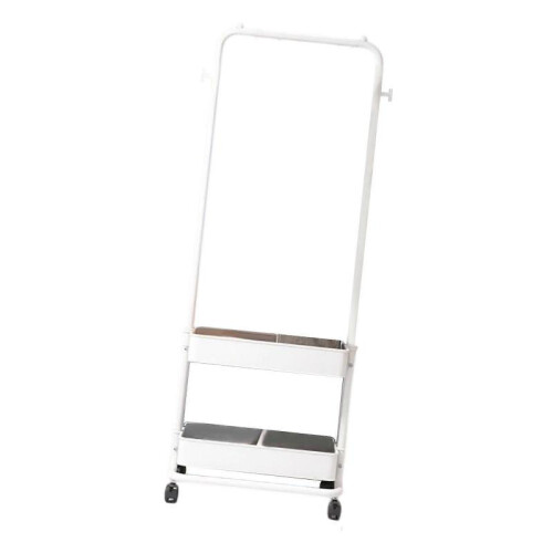 (White) Clothes Rack with Wheels Rolling Clothes Organizer for Laundry Room Bedroom 1