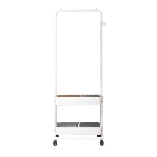 (White) Clothes Rack with Wheels Rolling Clothes Organizer for Laundry Room Bedroom
