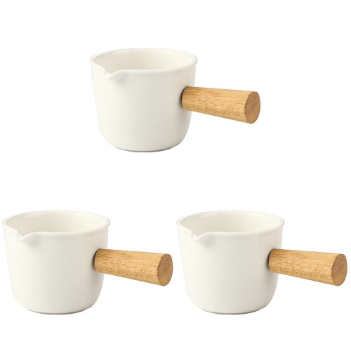 3Pcs Ceramic Milk Jug With Handle For Espresso And Creamer 1