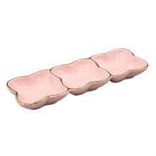 2Pcs Ceramic Three-Compartment Sauce And Relish Serving Plate