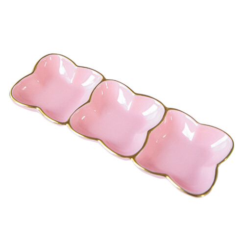 2Pcs Ceramic Three-Compartment Sauce And Relish Serving Plate 1