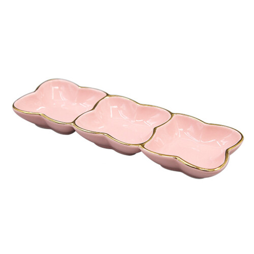 2Pcs Ceramic Three-Compartment Sauce And Relish Serving Plate 2