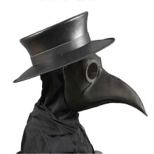 (Black) Halloween Cosplay Costume Plague Doctor Mask Bird Long Beak Steampunk
