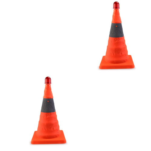 2Pcs Collapsible Reflective 45Cm Traffic Safety Cone Warning Cone Red 2