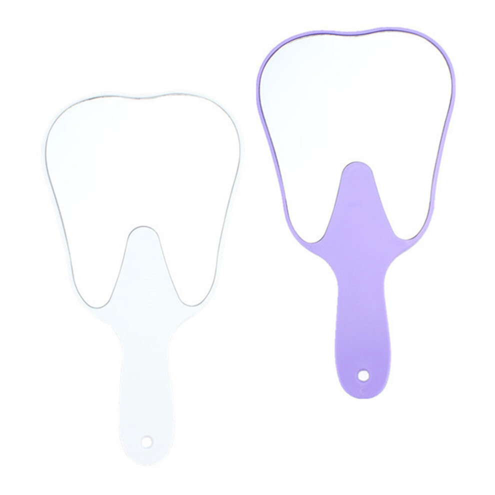 Happyyami Purple/White 4 Pcs Tooth Shaped Handheld Mirrors For Makeup And Use