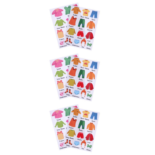 3 Sheets Clothes Labels Sticker Classification Decal 2