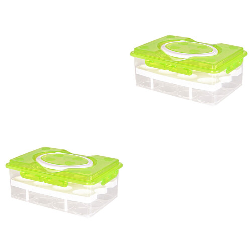 2Pièces Boîte Protection Œufs 24 Compartiments Verte 2