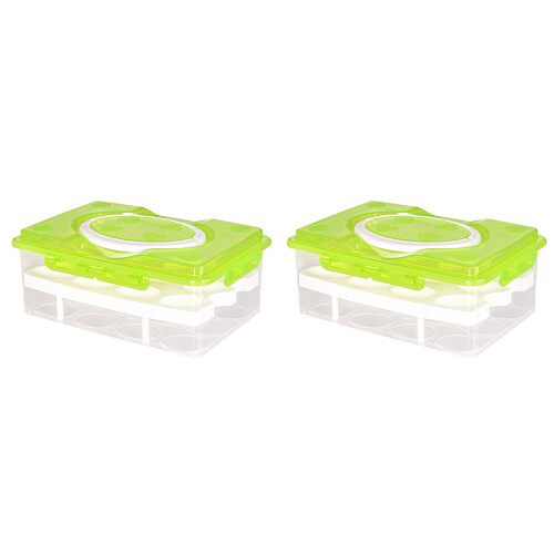 2Pièces Boîte Protection Œufs 24 Compartiments Verte 1