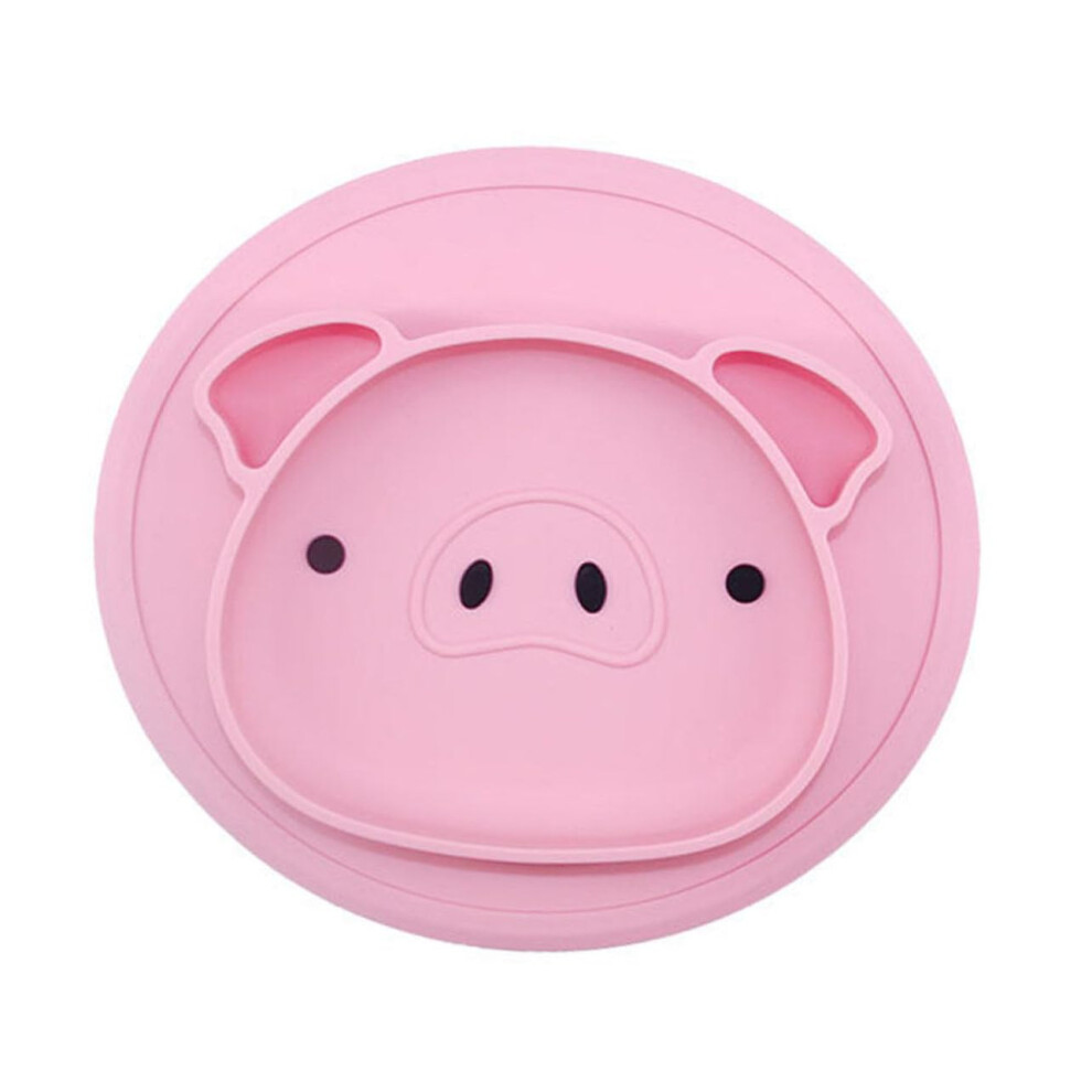 Cartoon Pig Silicone Plate Divided Non-Slip For Toddlers Weaning And Self-Feeding Childrens Dinnerware Pink