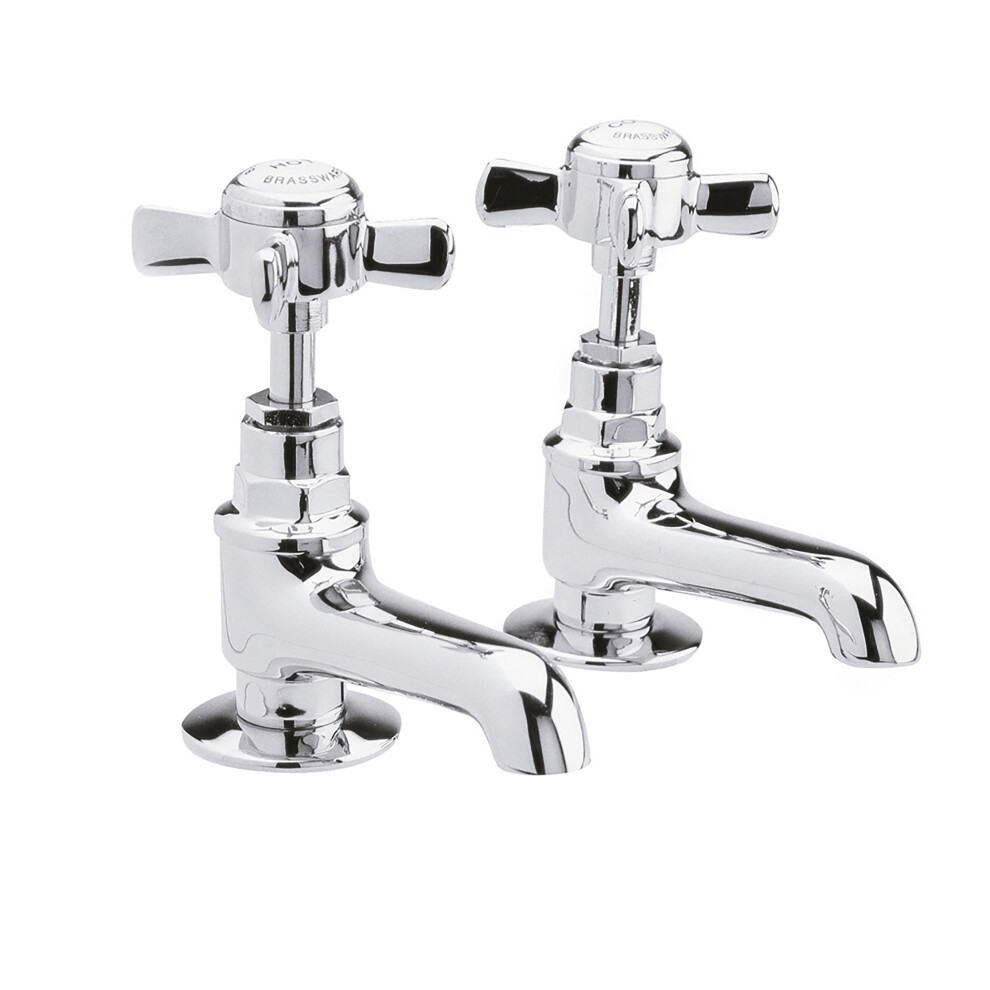 Balterley Silver Traditional Crosshead Basin Taps - Chrome