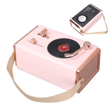 Vintage Small Portable Bluetooth Speaker Cherry Pink 1200mAh with USB & Card Slot