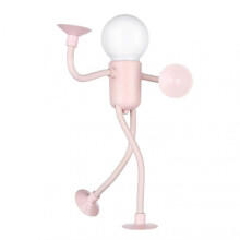 (Pink) Cute Bulb Man Night Light for Kids - 2024 Changeable Shape Bulb Man, Mini Desk Lamp with Suction Cup