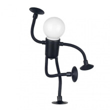 (Black) Cute Bulb Man Night Light for Kids - 2024 Changeable Shape Bulb Man, Mini Desk Lamp with Suction Cup