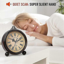(F) Vintage Hangable Battery Alarm Clock Metal Night Light Super Silent Table Desk Quartz Clock Time