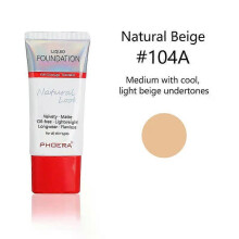(104A# Natural Beige)PHOERA Liquid Foundation Mineral Touch Oil Control Matte Skin-Friendly Makeup Full Coverage 24Hour Long Lasting Cosmetic