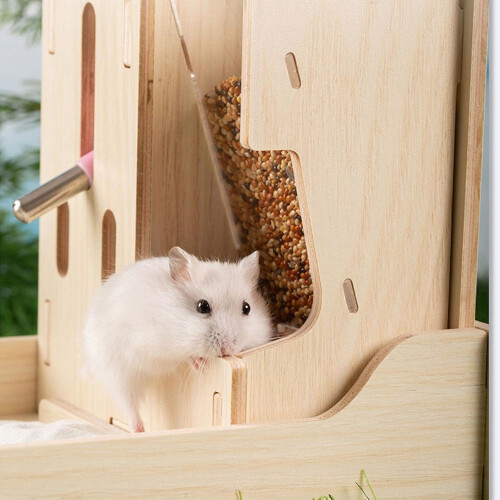 Small Pet Feeder And Waterer Hamster Drinker Automatic Feeder Multifunctional Waterer Bath Cage Accessory 2