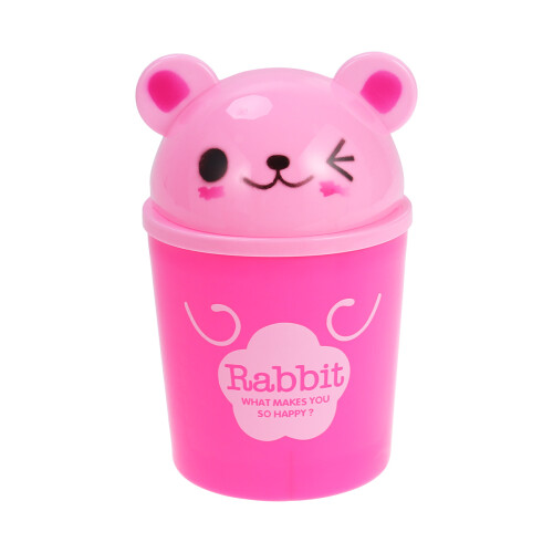 Rabbit Müllbehälter Mini Desktop Abfalleimer Katzenstreuhalter Pink