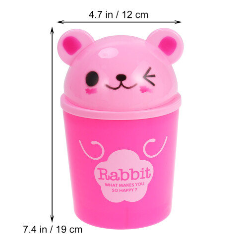 Rabbit Müllbehälter Mini Desktop Abfalleimer Katzenstreuhalter Pink 2
