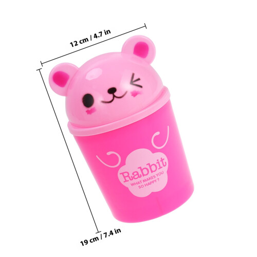 Rabbit Müllbehälter Mini Desktop Abfalleimer Katzenstreuhalter Pink 1