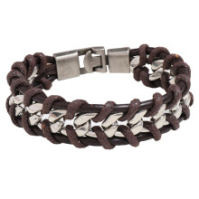 Herren Lederarmband Geflochten Braun Modischer Style