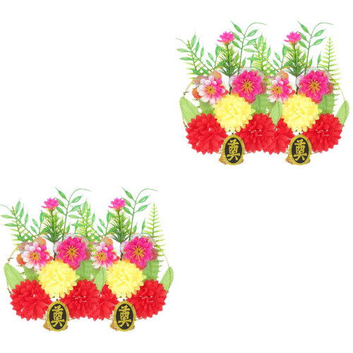 4 Pezzi Artificiali per Cimitero Bouquet Commemorativi per 2