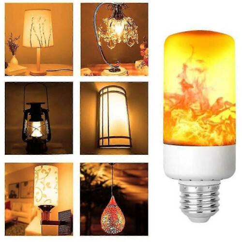 (3 PCS) LED Flame Effect Fire Light Bulb E26-E27 Base 4 Modes with Upside Down Effect Halloween Christmas At 1