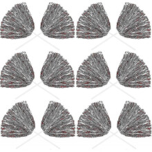 (Red Silver) 12 Pack Cheerleading Pom Pom 12 Inch Cheerleader Pom Poms With Baton-Good
