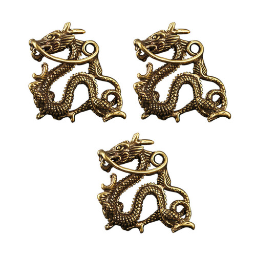 3Pcs Durable Brass Dragon Key Ring DIY Pendant Creative Hanging Decor